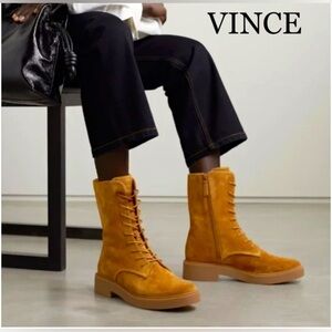🔥NEW🔥 VINCE Kady Golden Tan Suede Waterproof Combat Boot Women's 5